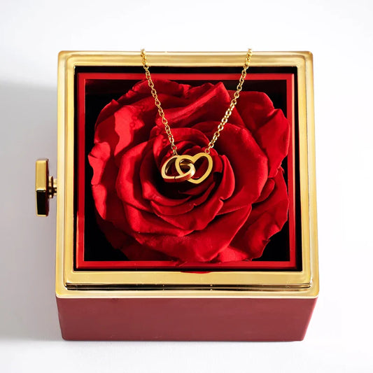 Eternal Rose Box with Personalized Engraved Necklace